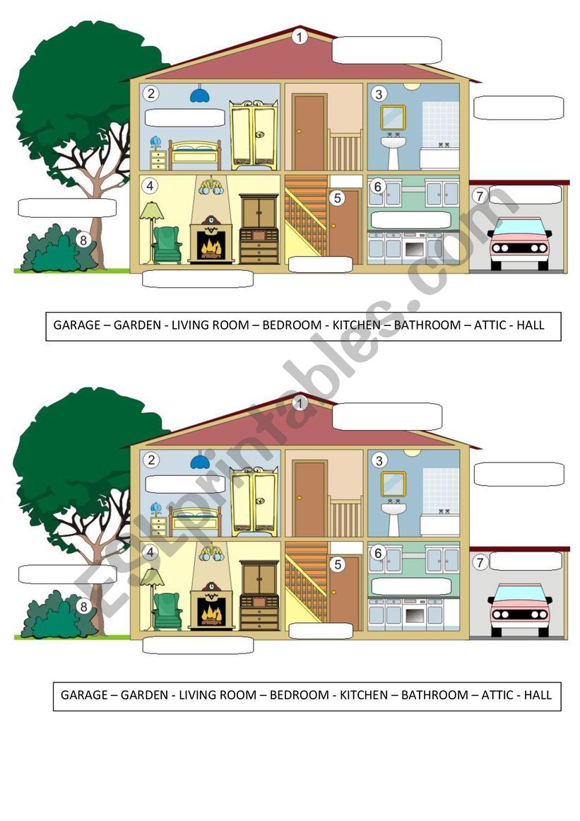 Rooms in the House - Read and Complete