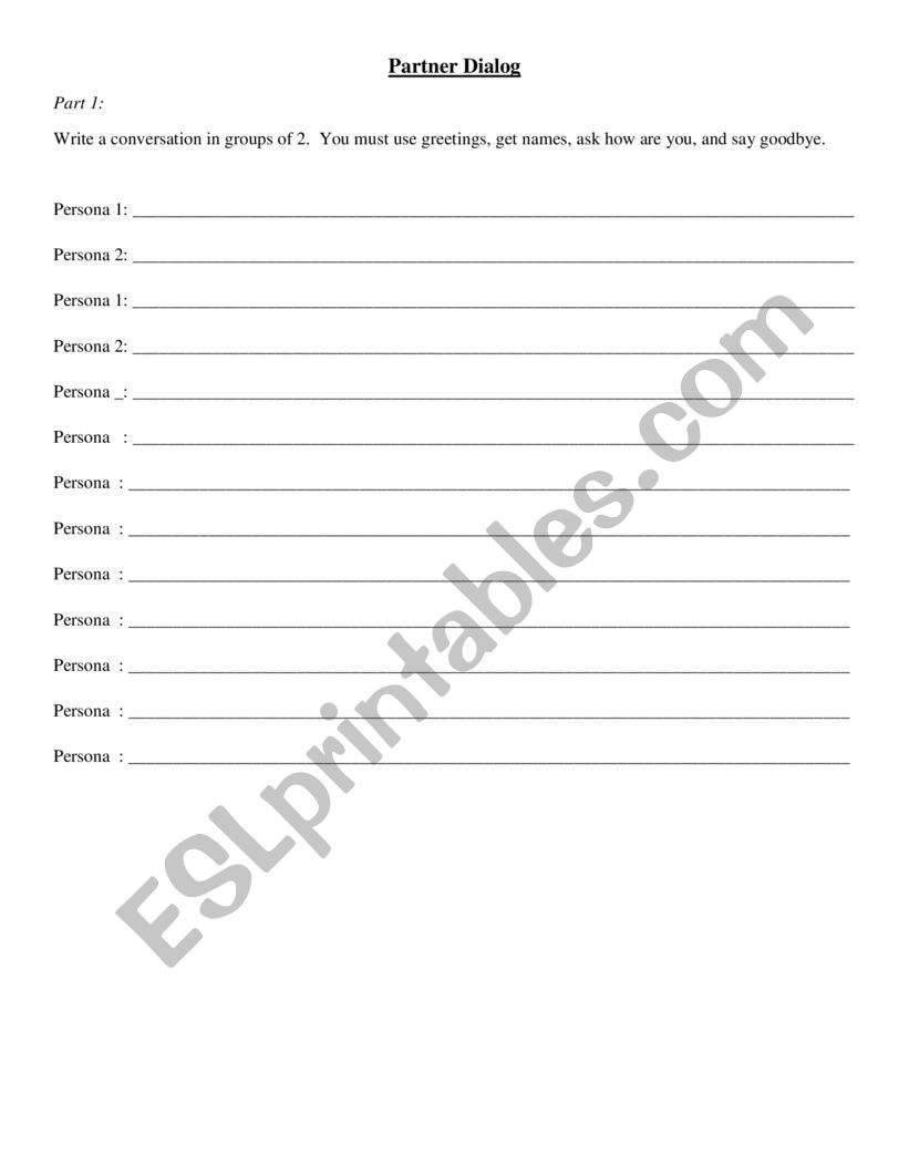 Partner Dialogue  worksheet