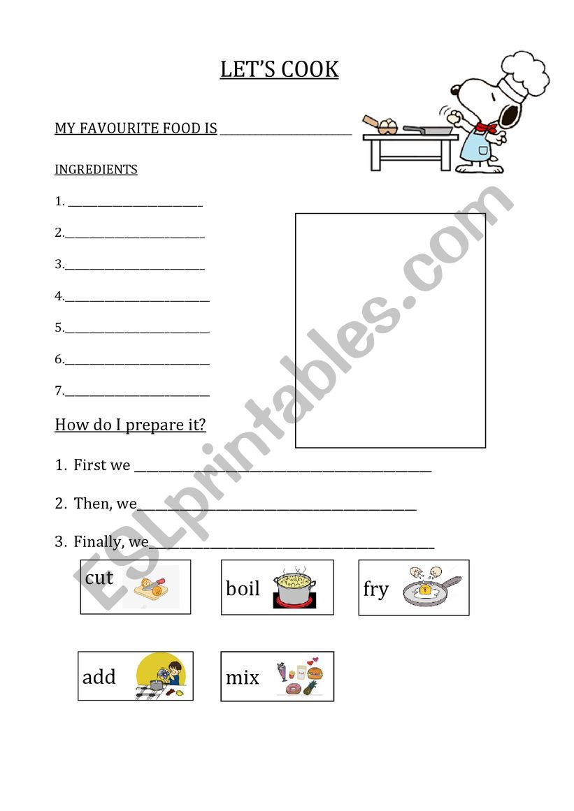 LetÂ´s cook worksheet