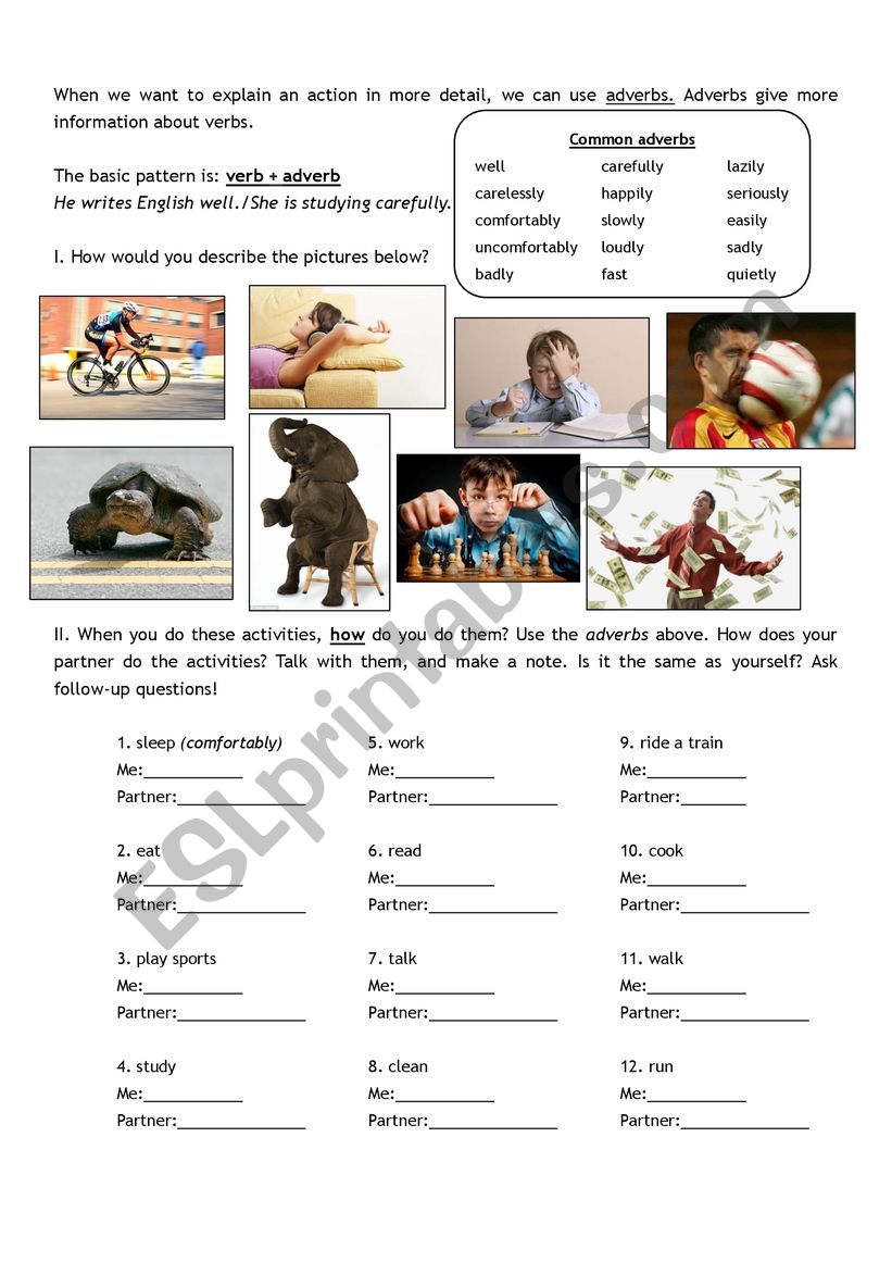 Adverbs of Manner worksheet