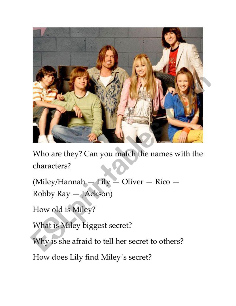 Hannah Montana-ep 1 worksheet