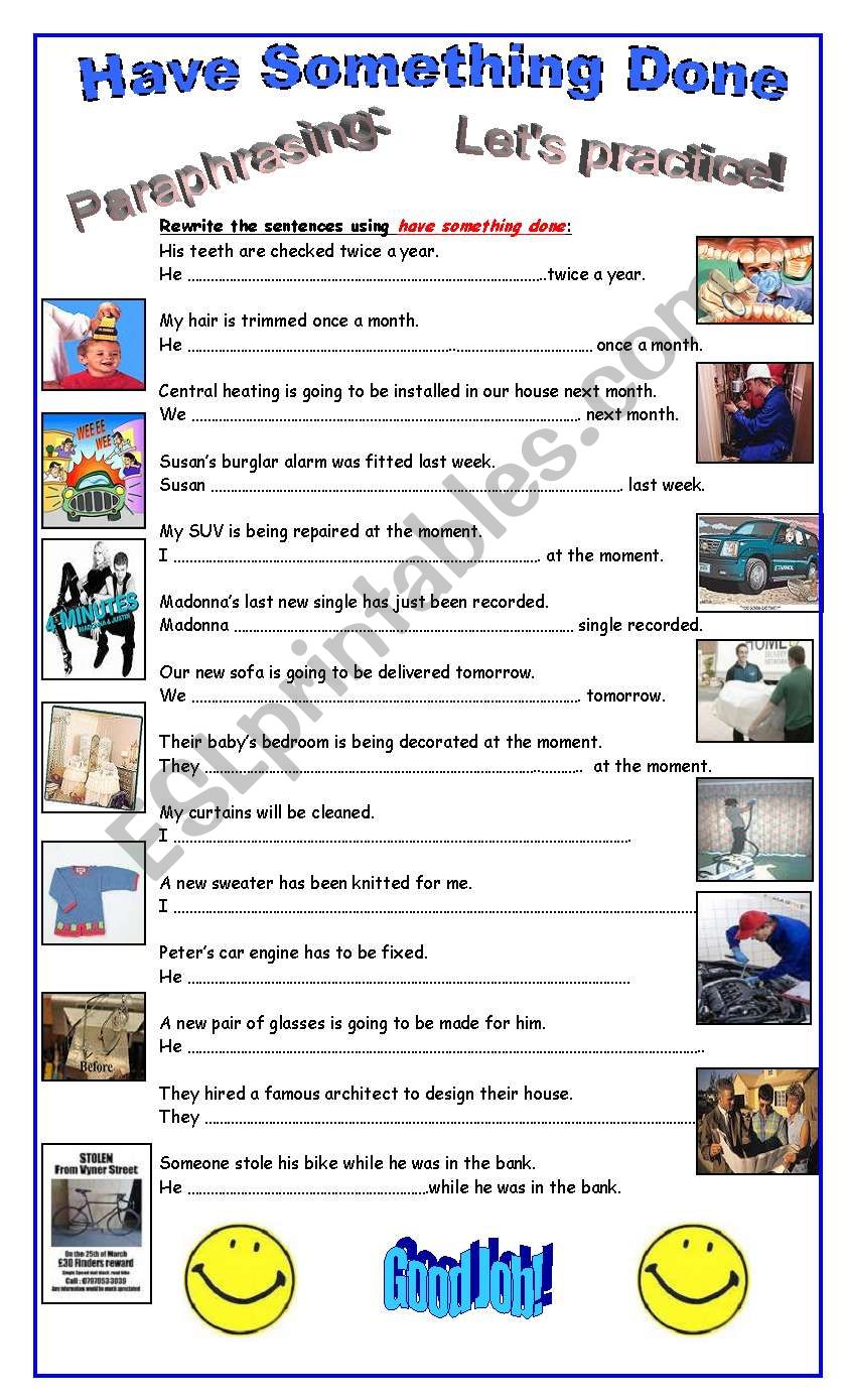 Passive Voice: Causative Have worksheet