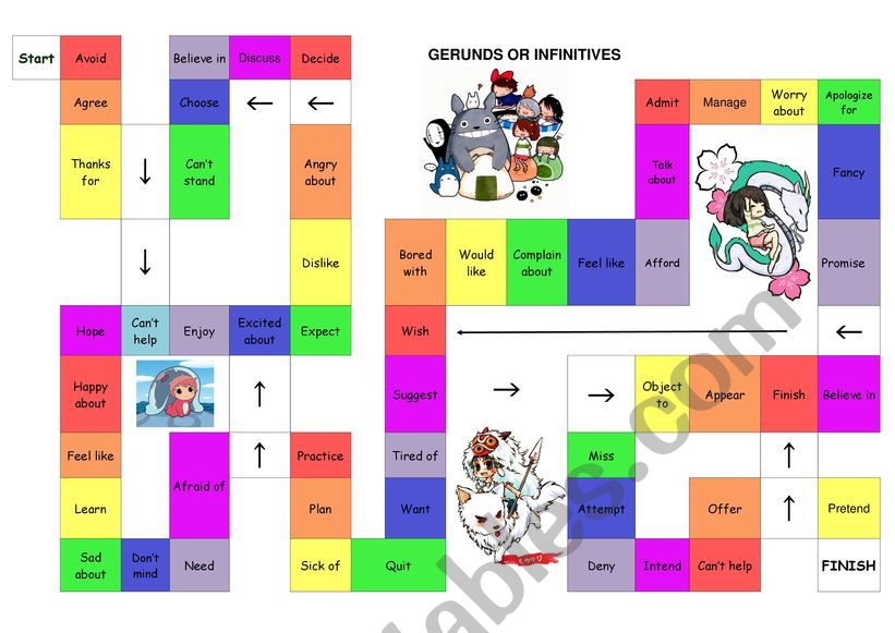 GERUNDS OR INFINITIVE BOARD GAME
