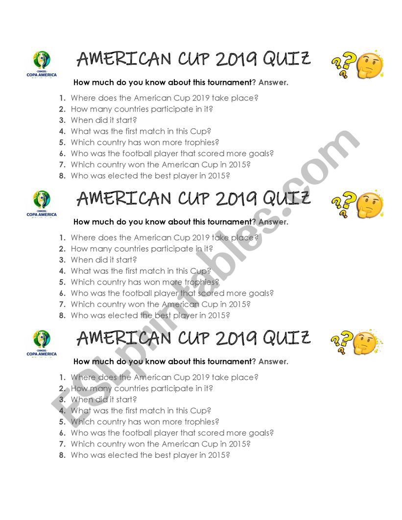 AMERICAN CUP BRAZIL 2019 worksheet
