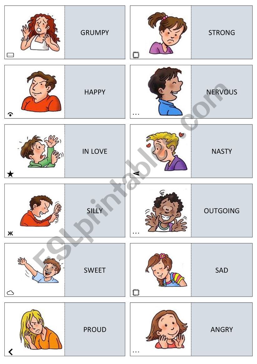 Mood dominoes worksheet