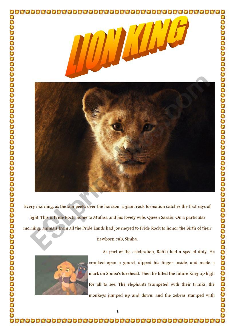 Lion king  worksheet