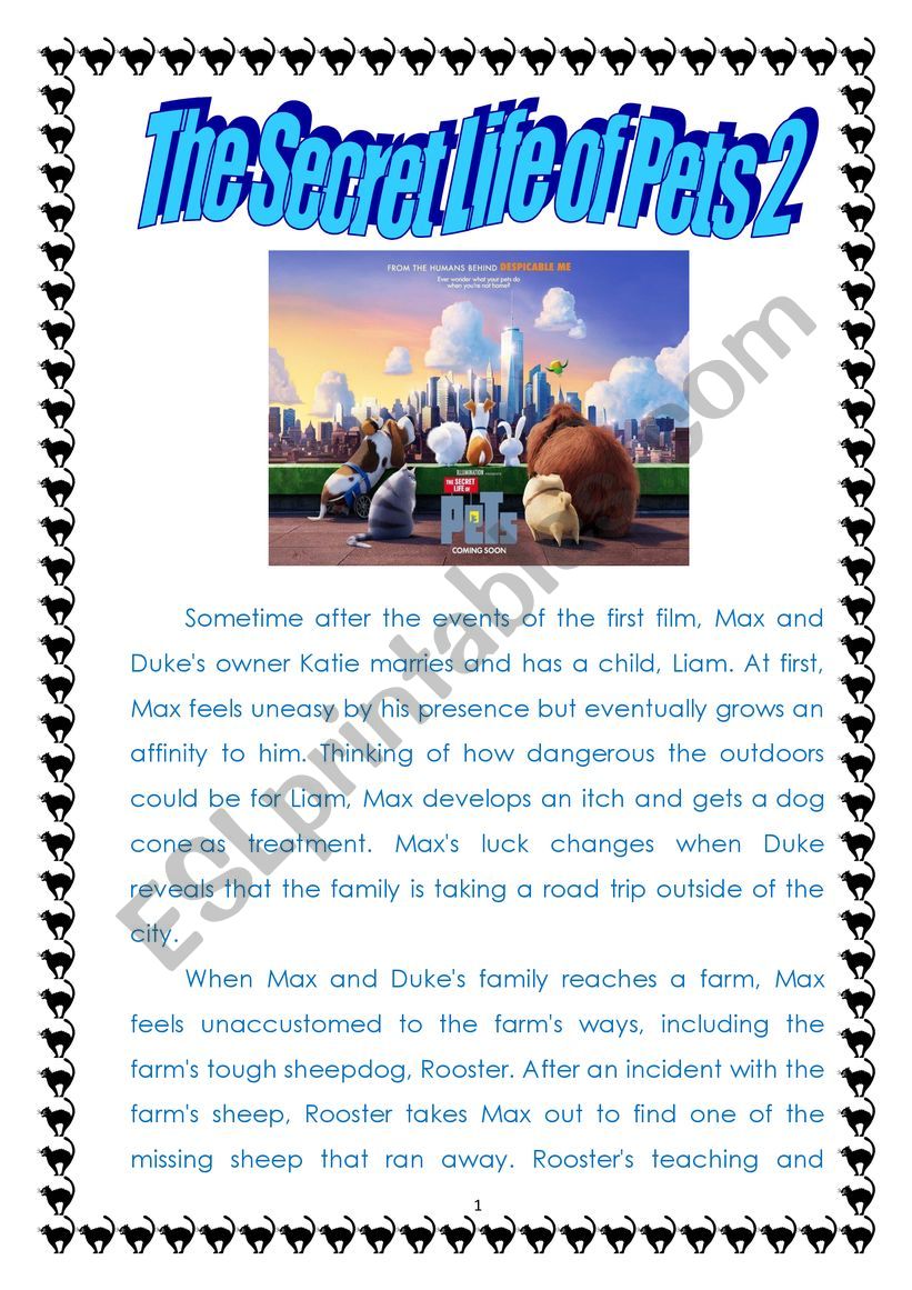 The Secret Life of Pets 2 worksheet