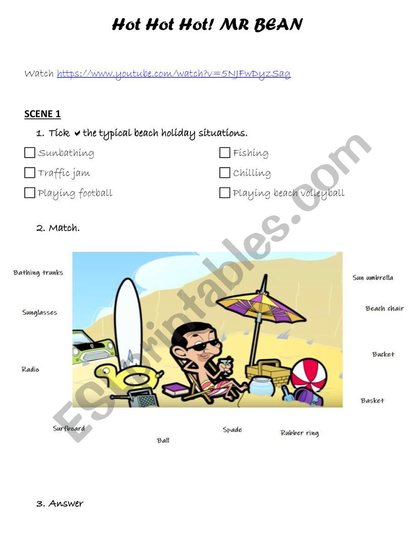 Summer Holiday worksheet