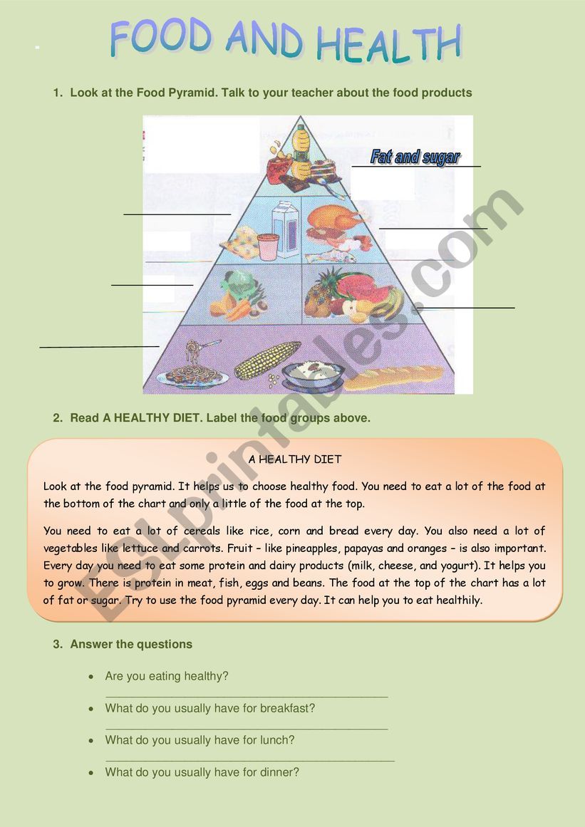 food  worksheet