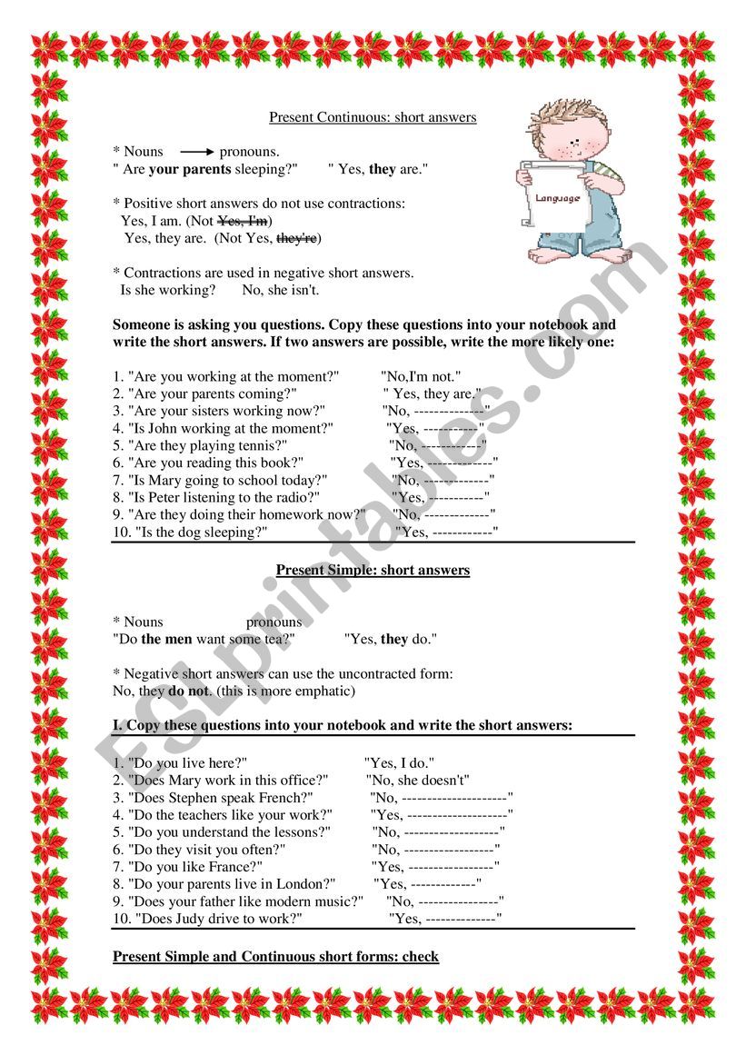 grammar (simple present and present continuous)