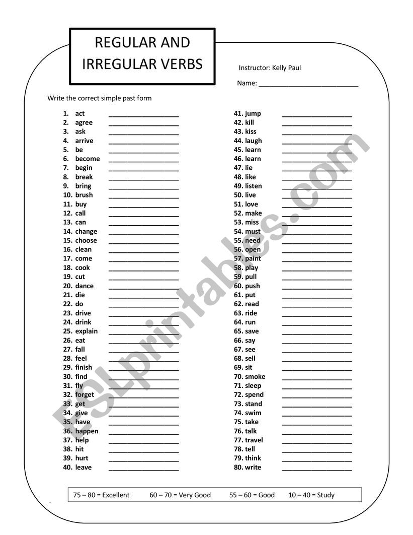 Regular and Irregular Quiz List