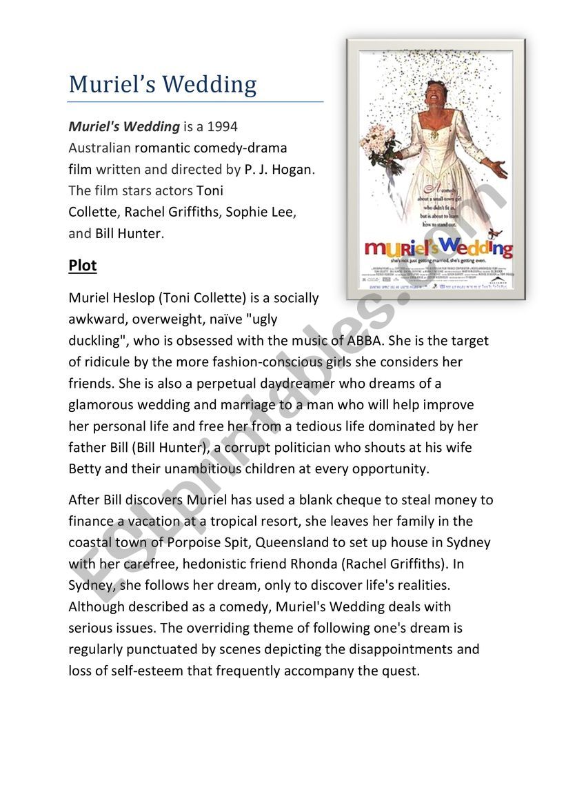 Muriels Wedding  worksheet