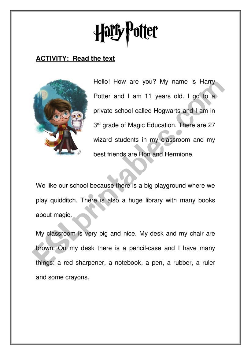 Harry Potter worksheet