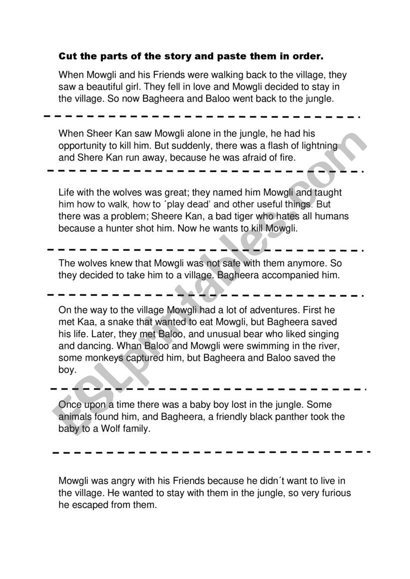 The jungle book worksheet