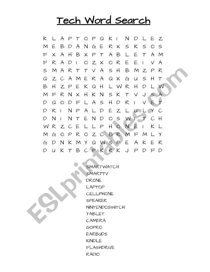 Tech-Wordsearch worksheet
