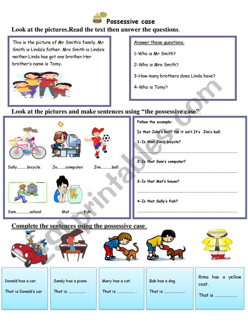 possessive case worksheet