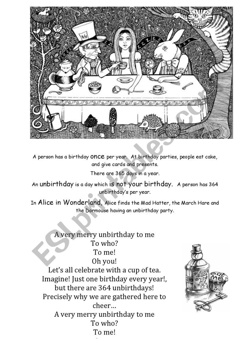 Unbirthday Party worksheet