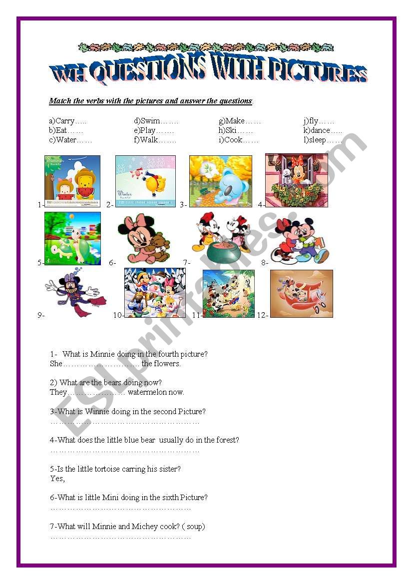 wh questions with pictures worksheet