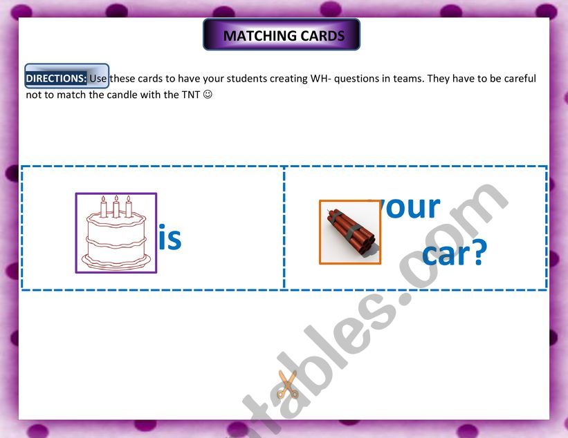 WH-question cards worksheet