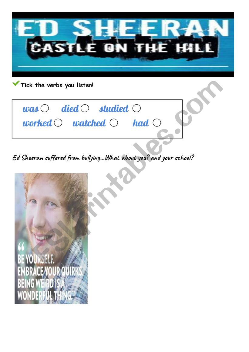 Ed Sheeran worksheet