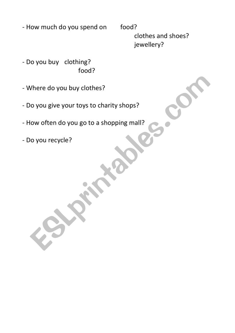 Overconsumption Questions worksheet