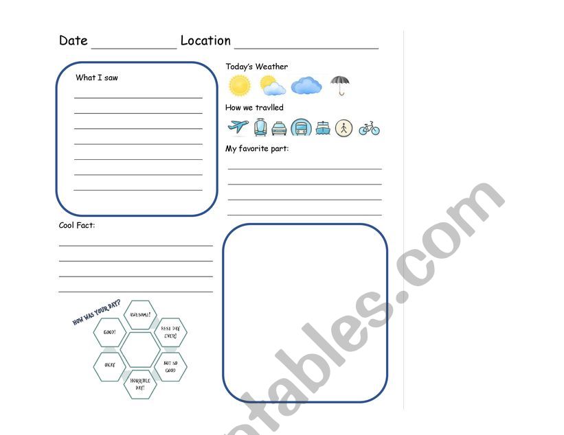 Travel Journal worksheet