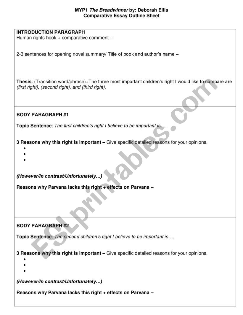 Compare and contrast writing frame