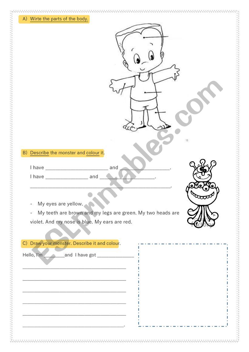 PARTS OF THE BODY worksheet