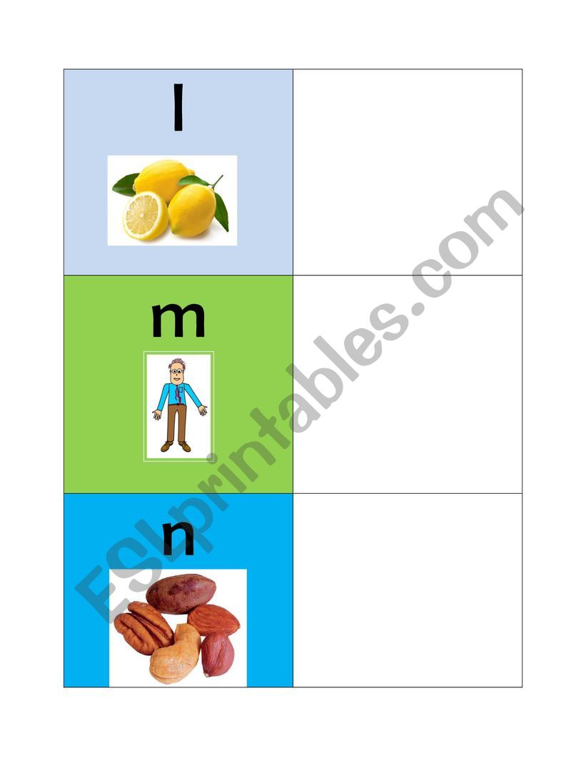 Alphabet letters l-n worksheet