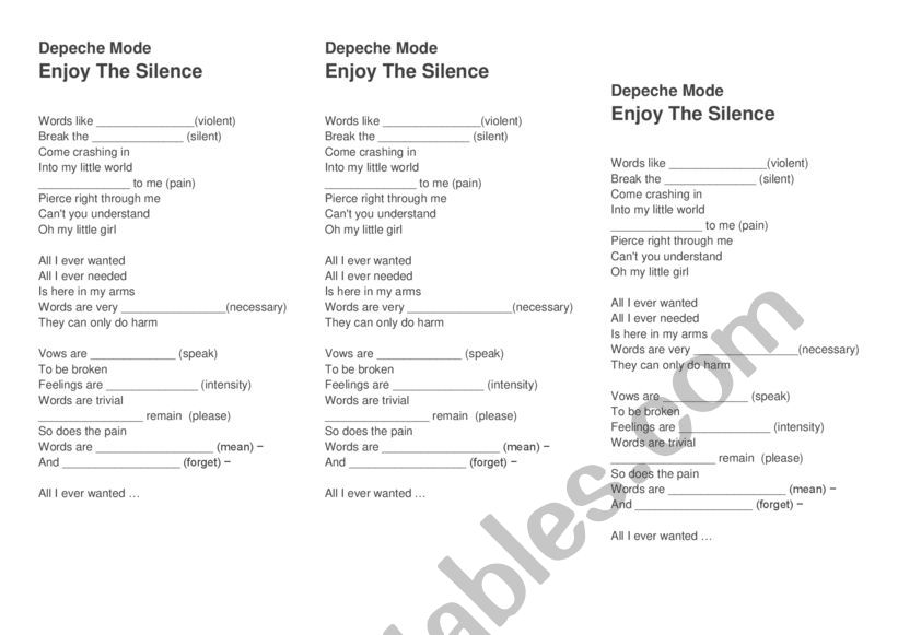 Enjoy the Silence - Song lyrics and activity