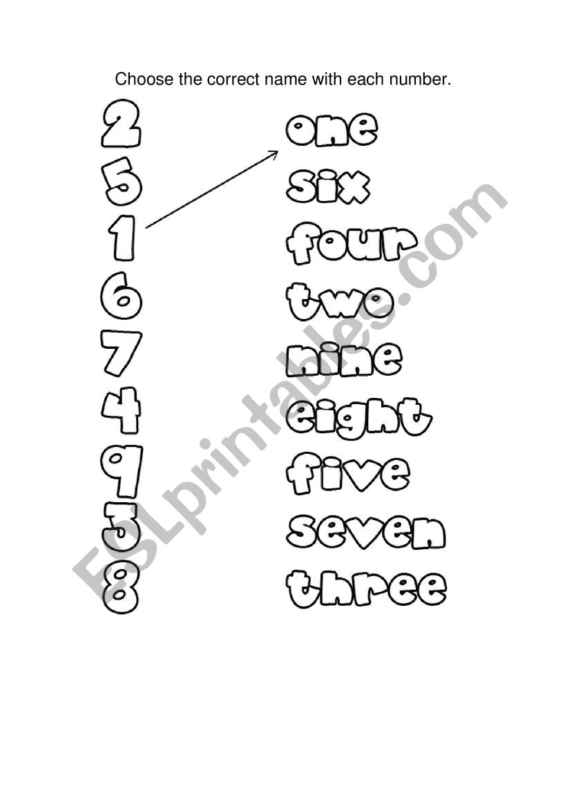 Name of numbers worksheet