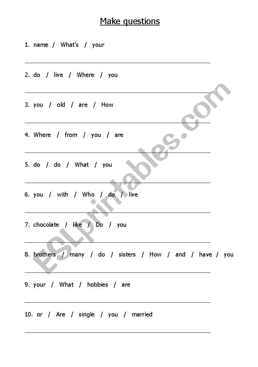 Making questions worksheet