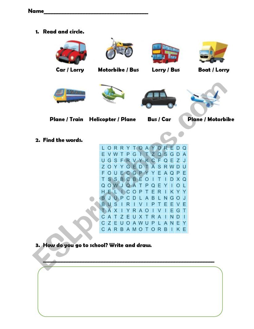 transportation vocabulary, how do you go to school