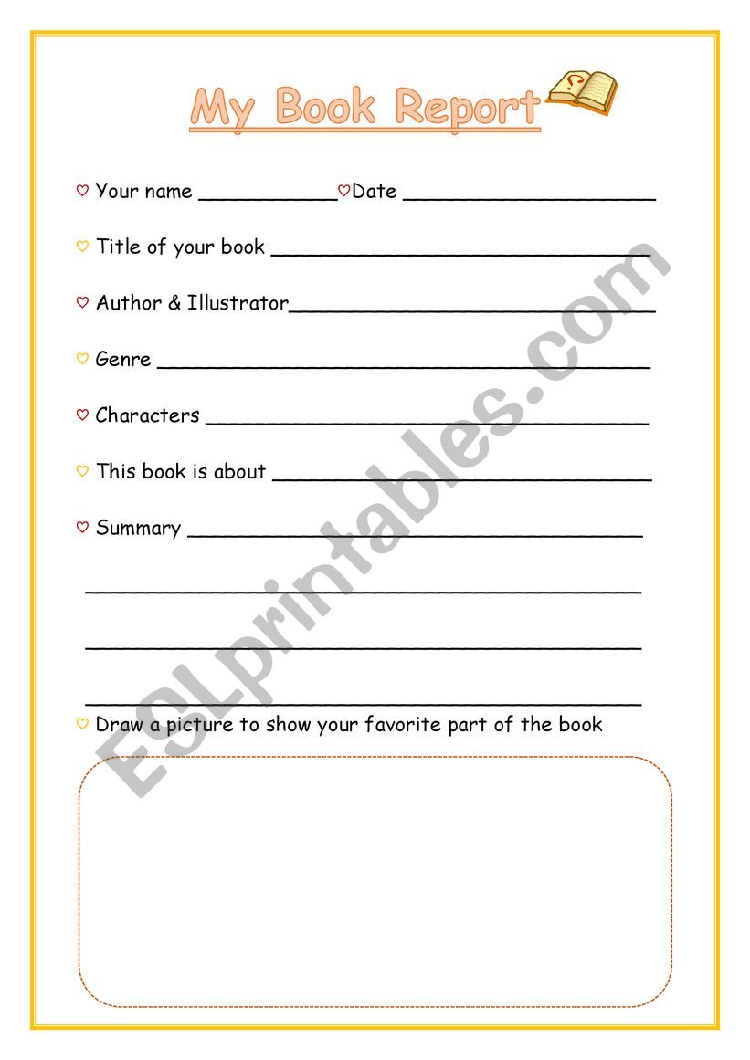 Book report worksheet worksheet