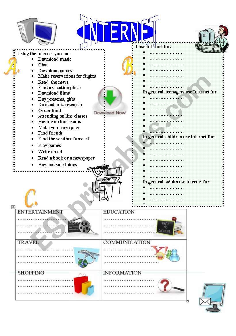 internet research worksheet pdf