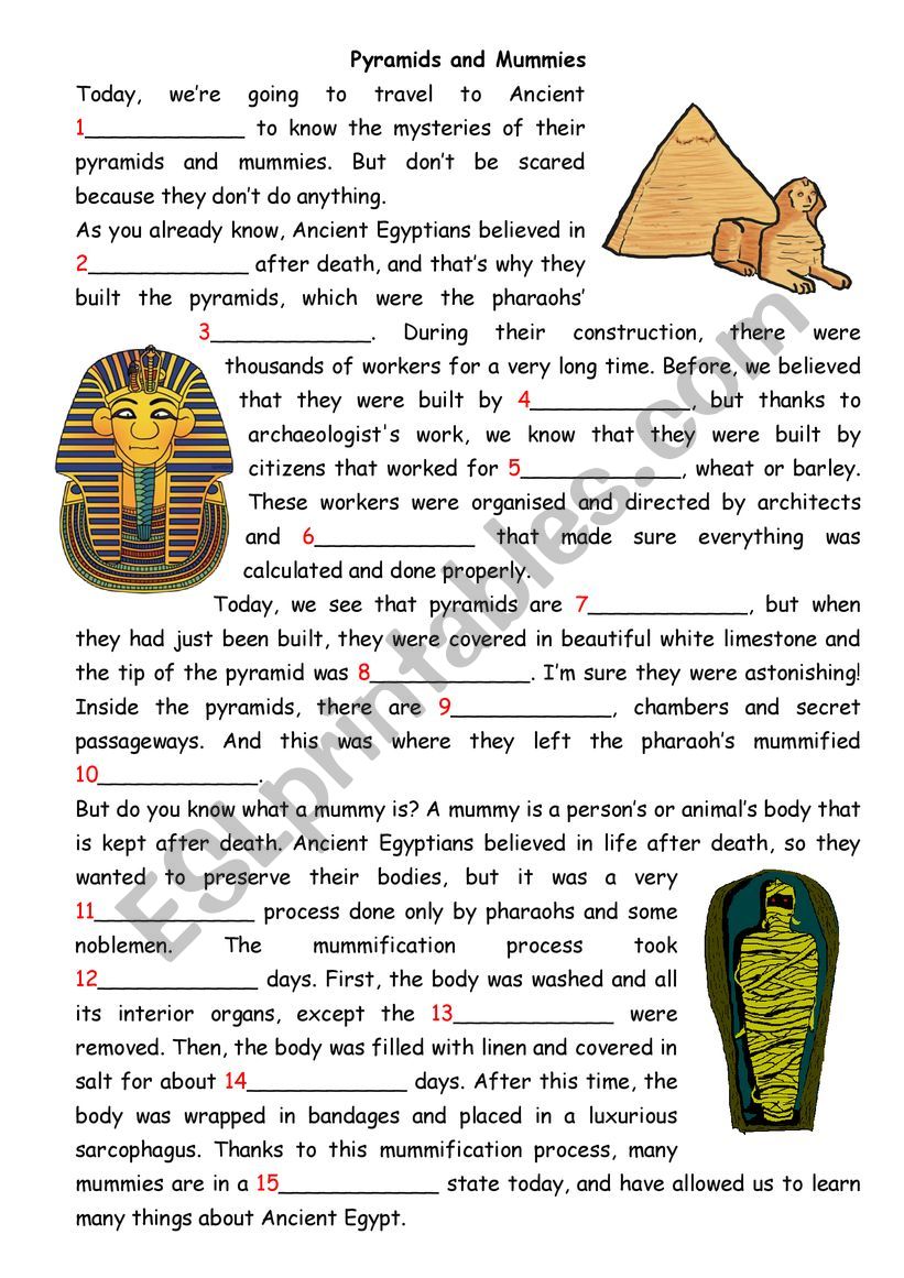 pyramids and mummies worksheet