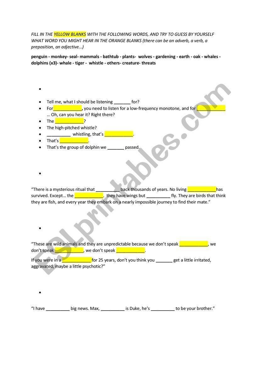 WILD ANIMALS AND PETS worksheet
