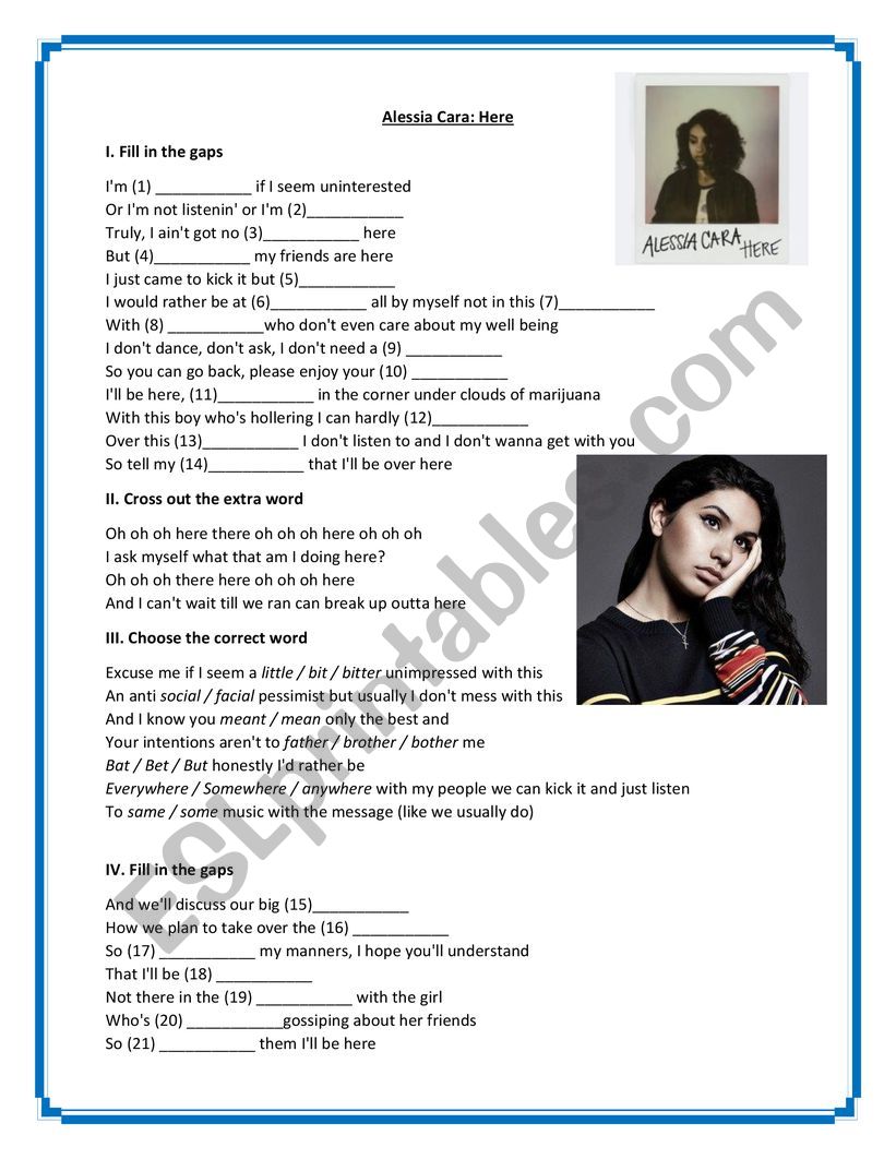 Here worksheet