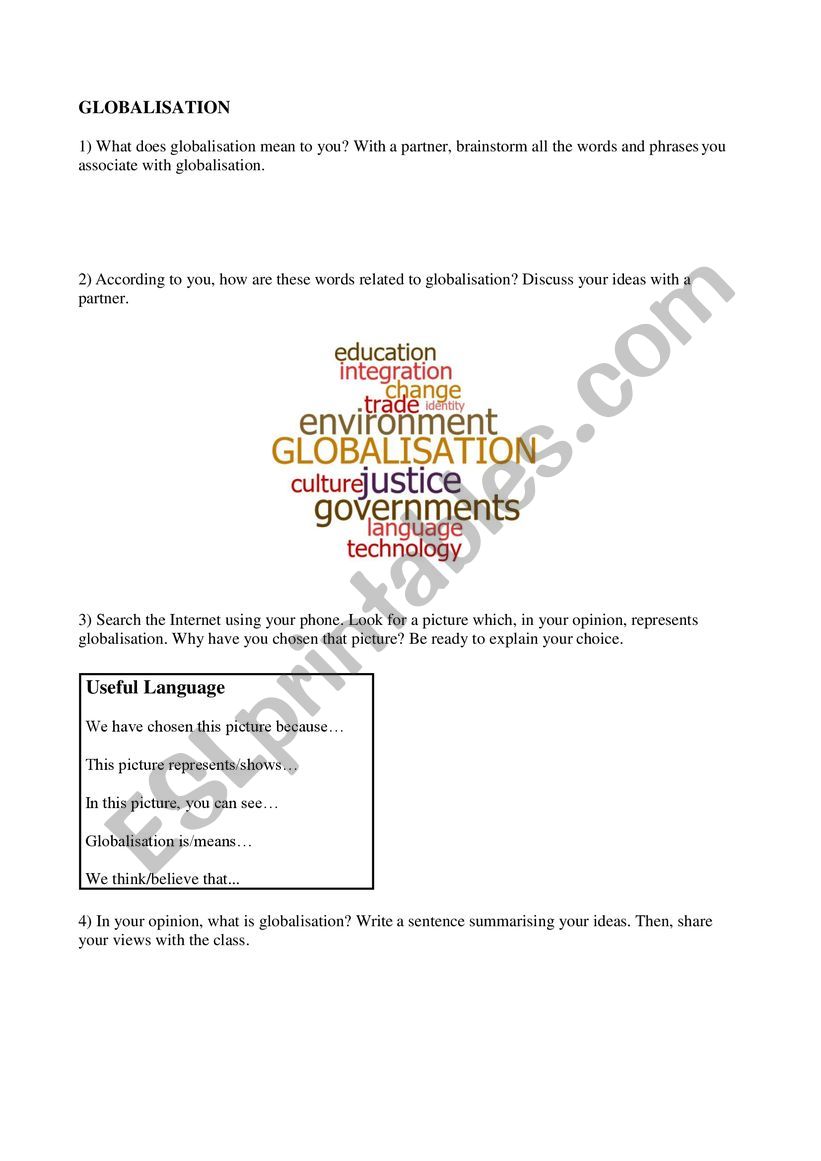 Globalisation worksheet