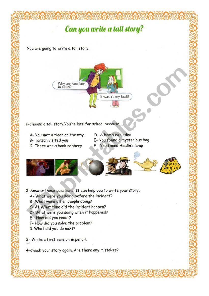 Tall story worksheet