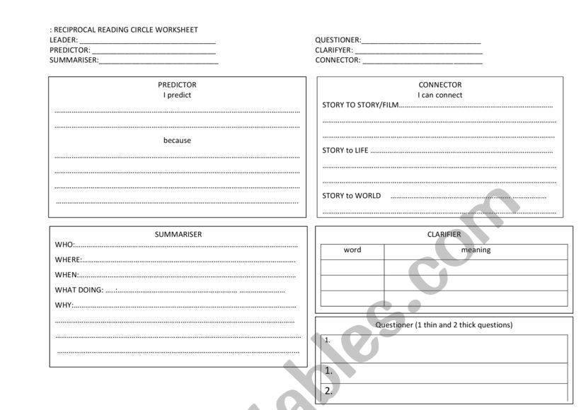 reciprocal reading group template
