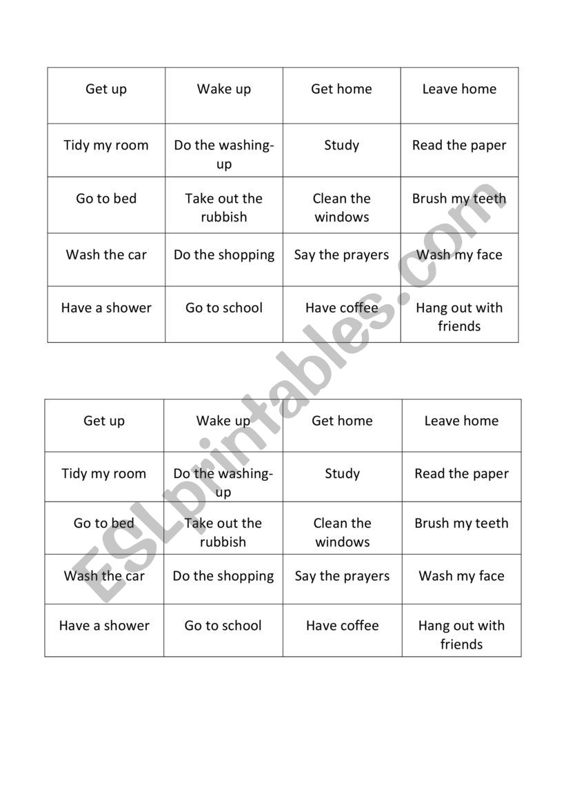 Daily Routines worksheet