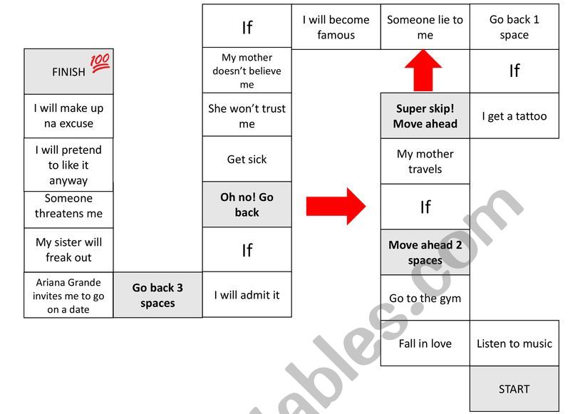 First conditional board game worksheet