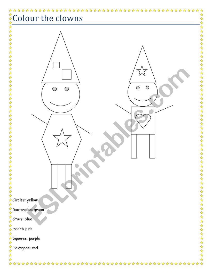 colour the clown worksheet