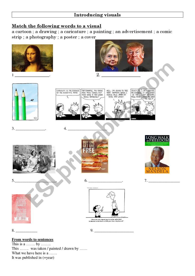 Introducing visuals worksheet