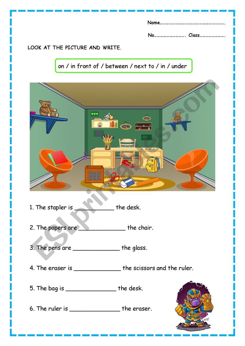 Preposition of place worksheet