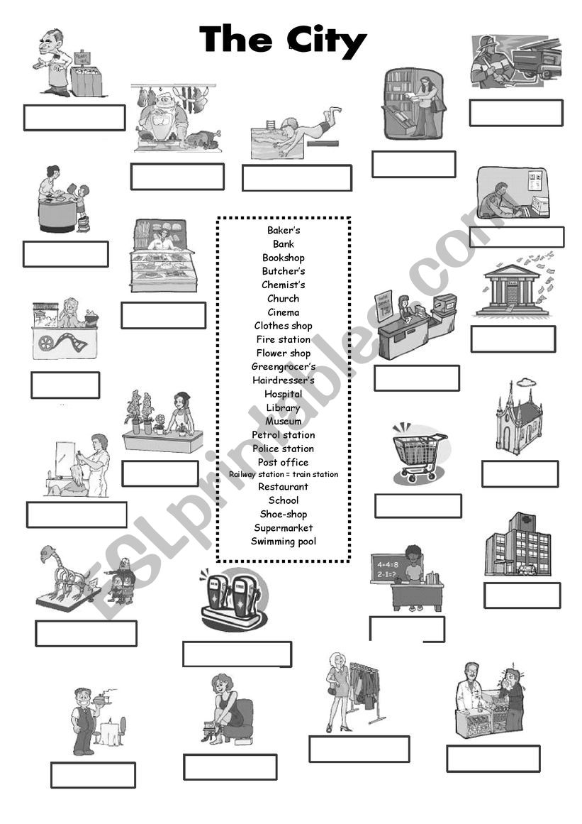 SHOPS the city worksheet