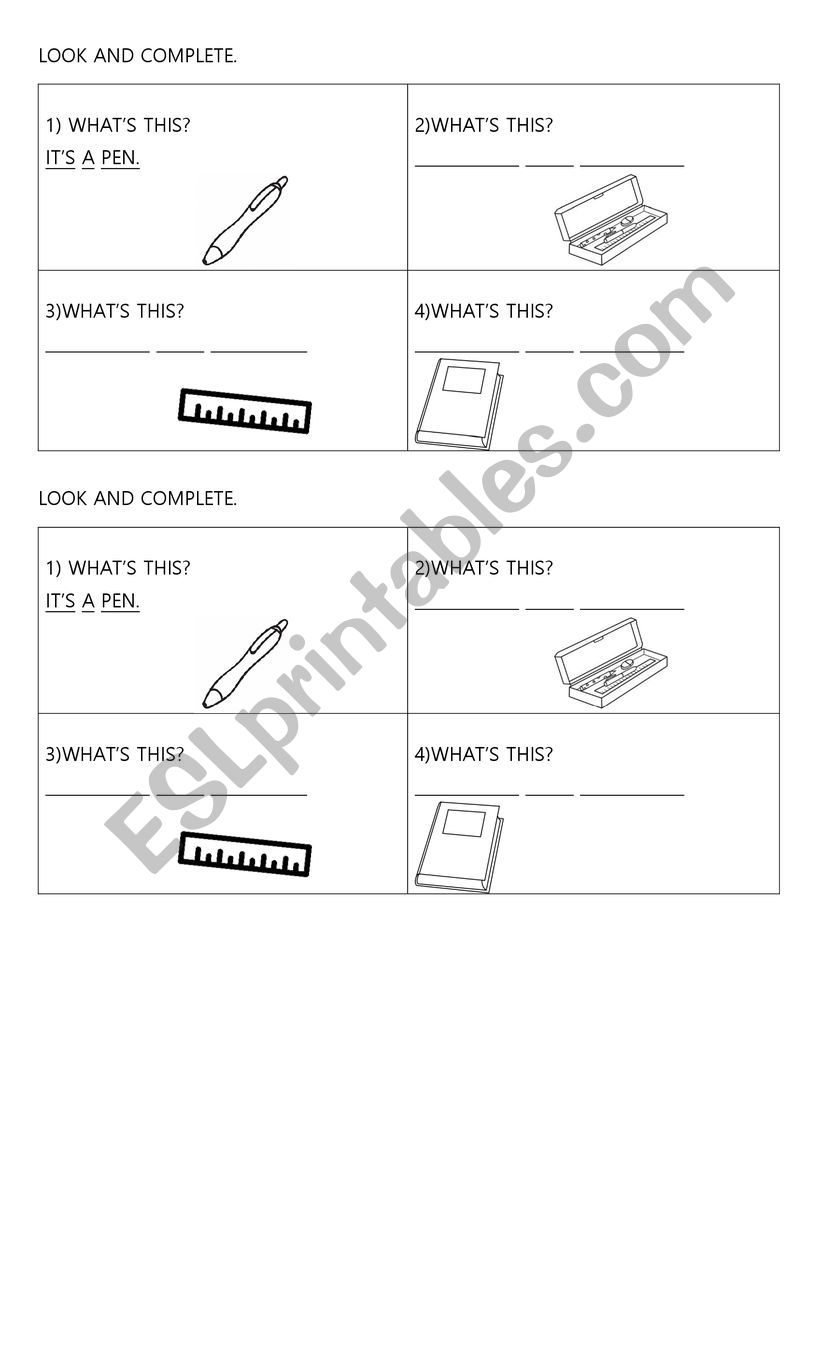 SCHOOL OBJECTS worksheet