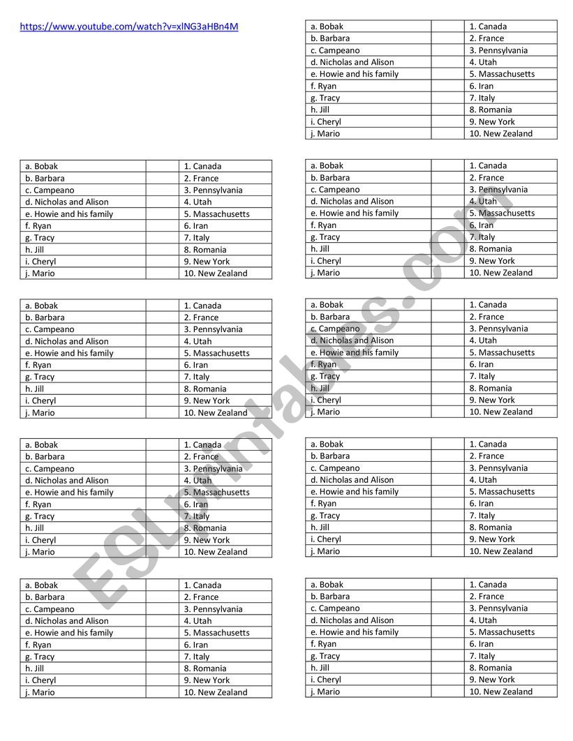 Where are you from? worksheet