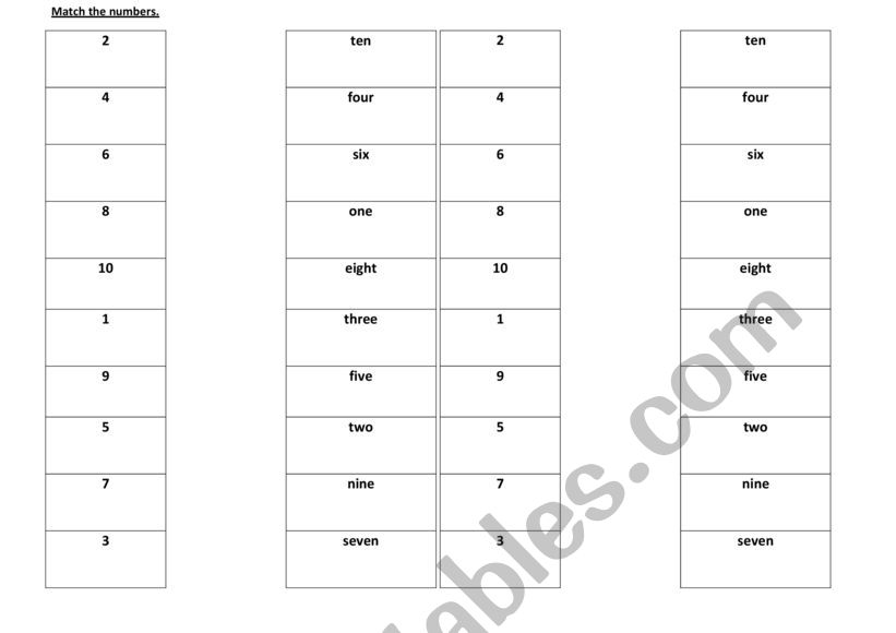 NUMBERS 1 TO 10 worksheet